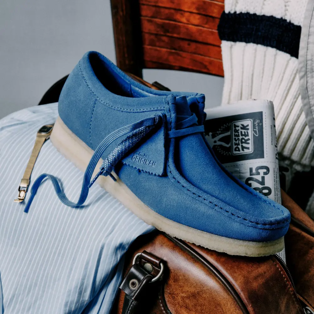 Wallabee Herrenschuhe aus blauem Wildleder online