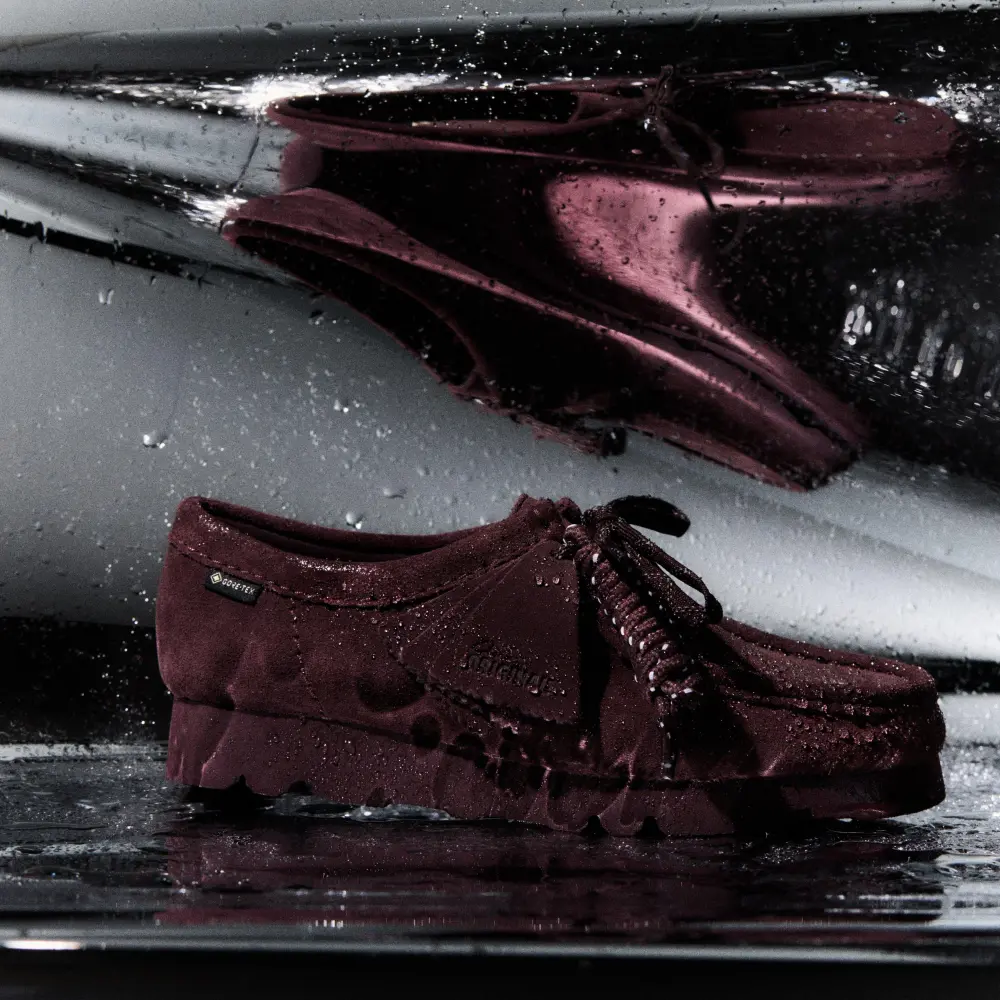 Damen-Wallabee-Schuh aus lila-traubenfarbenem Wildleder mit Gore-Tex-Membran online