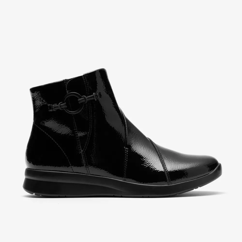 Ellowyn Deva Damen-Ankle-Boots aus schwarzem Lackleder mit Crinkle-Effekt online