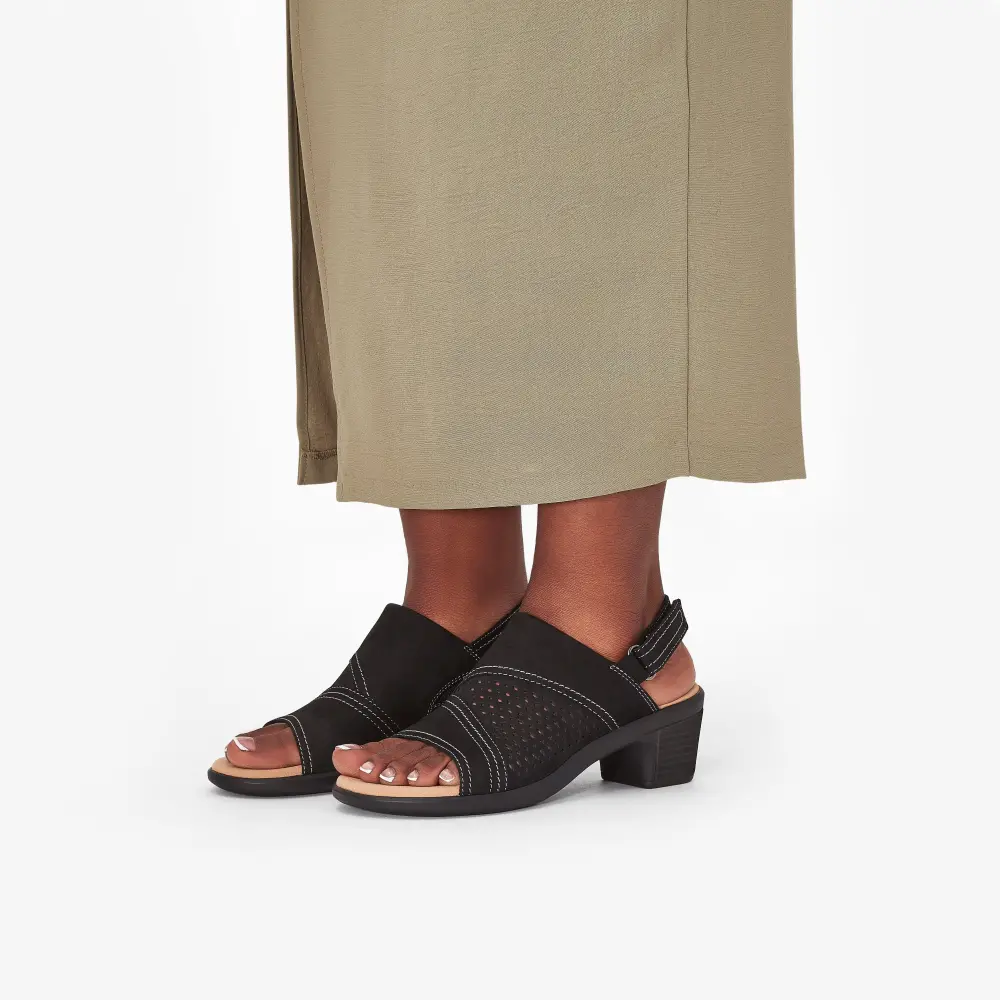 Emily 2 Damen-Sandalen mit Absatz aus schwarzem Nubukleder, Modell Mist online