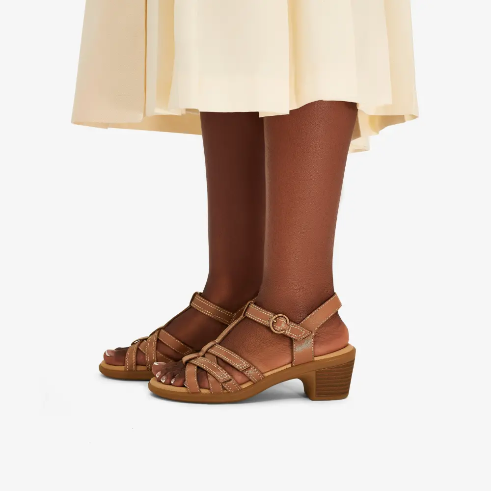 Emily2 Damen-Sandalen aus hellbraunem Leder mit Absatz online