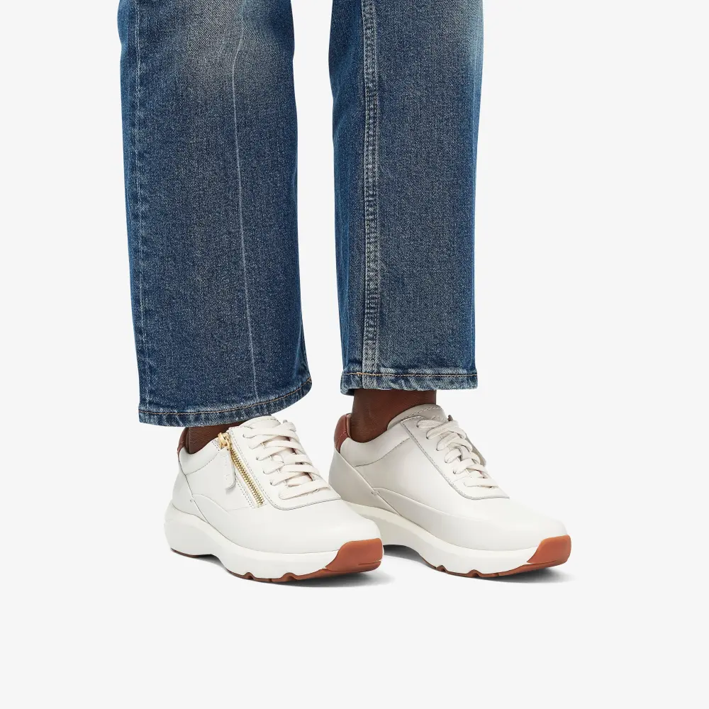 Tivoli Damen-Sneaker aus cremeweißem Leder mit Reißverschluss online