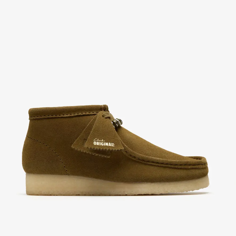 Wallabee Damenstiefel. Grünes Wildleder. online