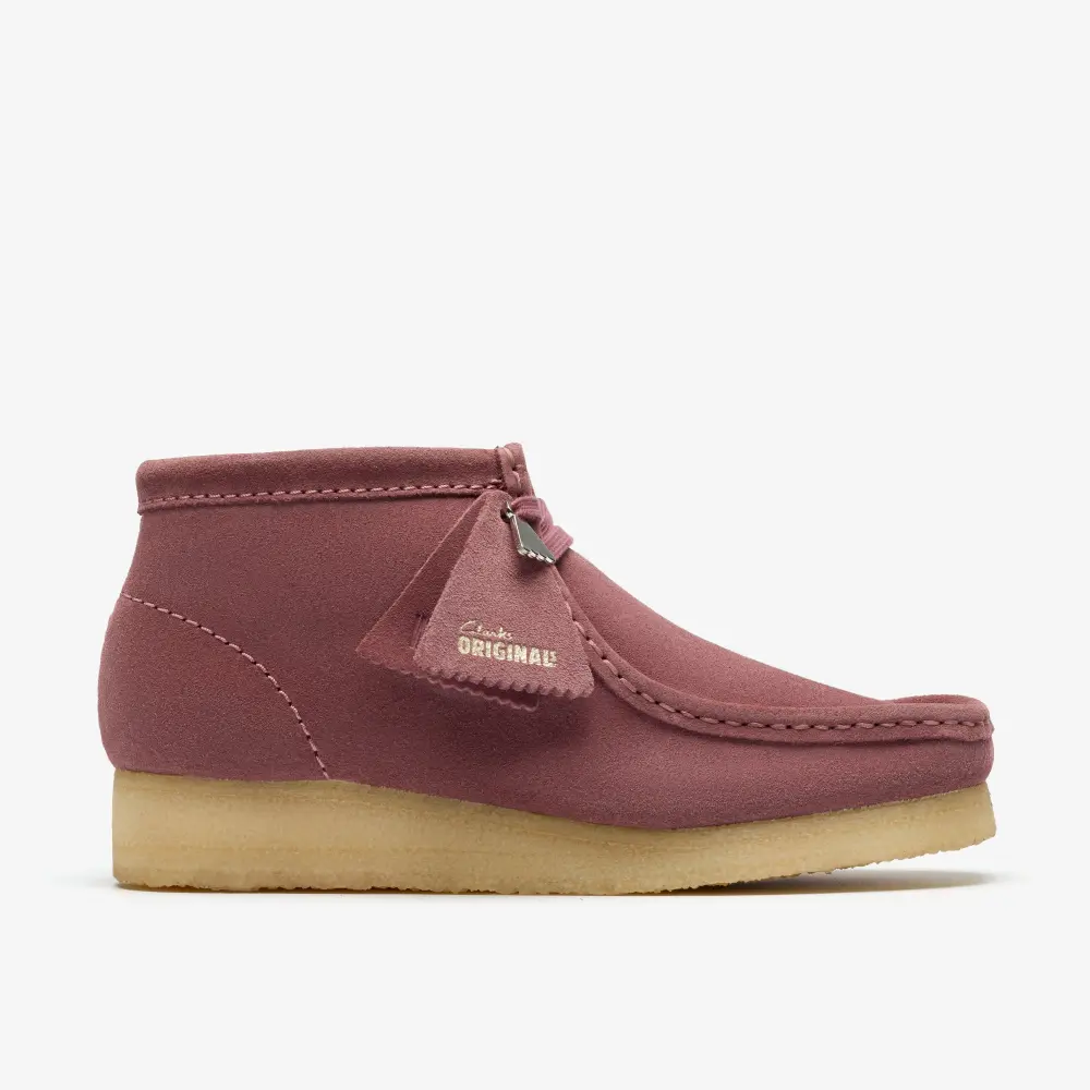 Wallabee Damenstiefel. Rosabraunes Wildleder. online