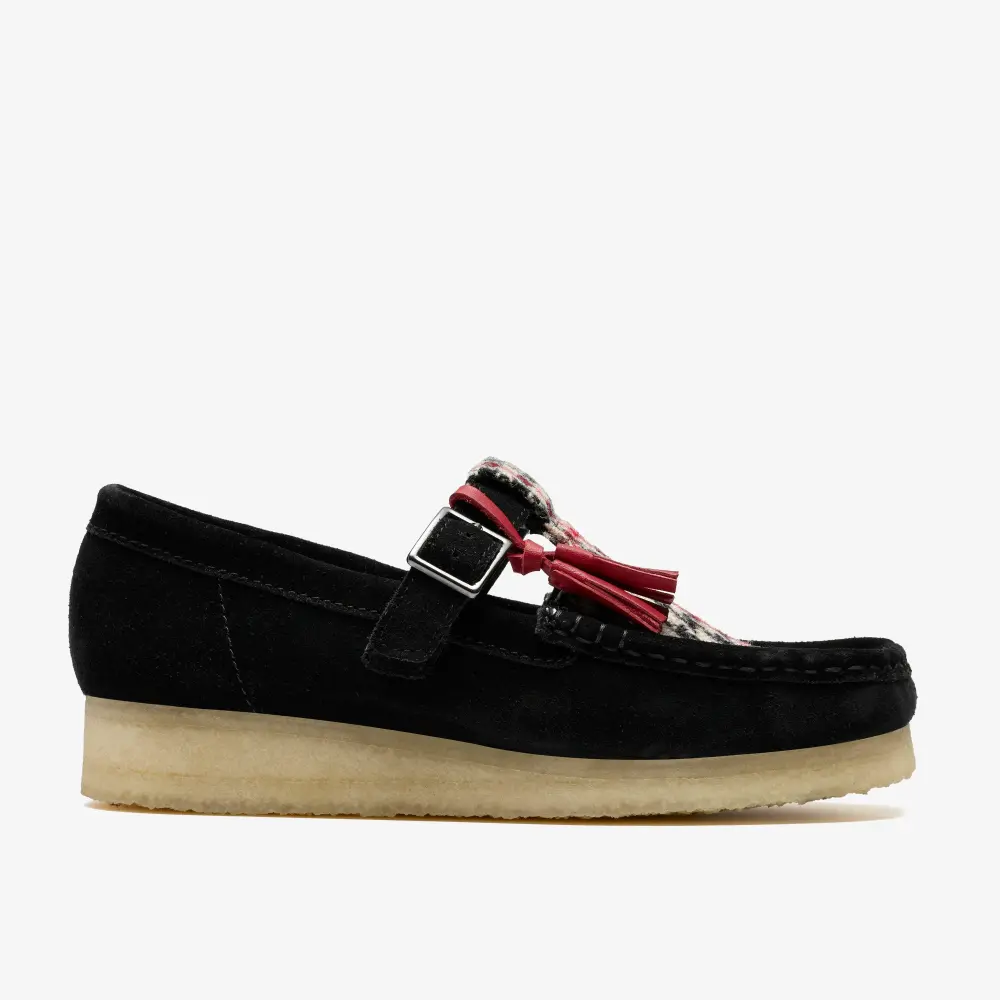 Wallabee T-Bar Damenschuhe aus schwarzem Tweed online